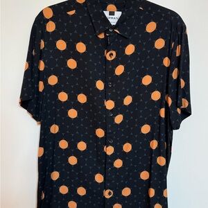 Topman Black Shirt with Orange Geometric Design